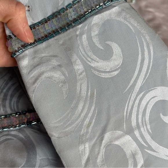 Lauren Alexander Flapper Gatsby Sequin Silk Brocade Midi Dress Light Blue 10 - Picture 16 of 16